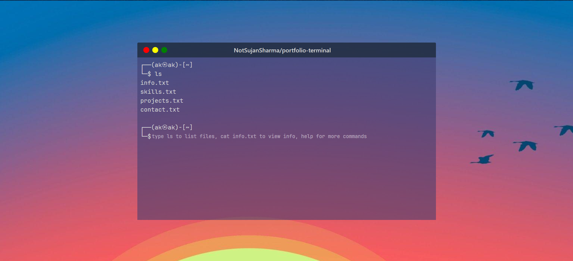 portfolio terminal preview